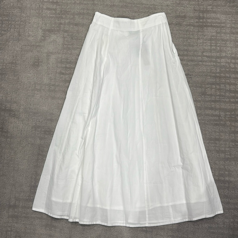 NWT Madison Mathews White Lined Maxi Skirt Small